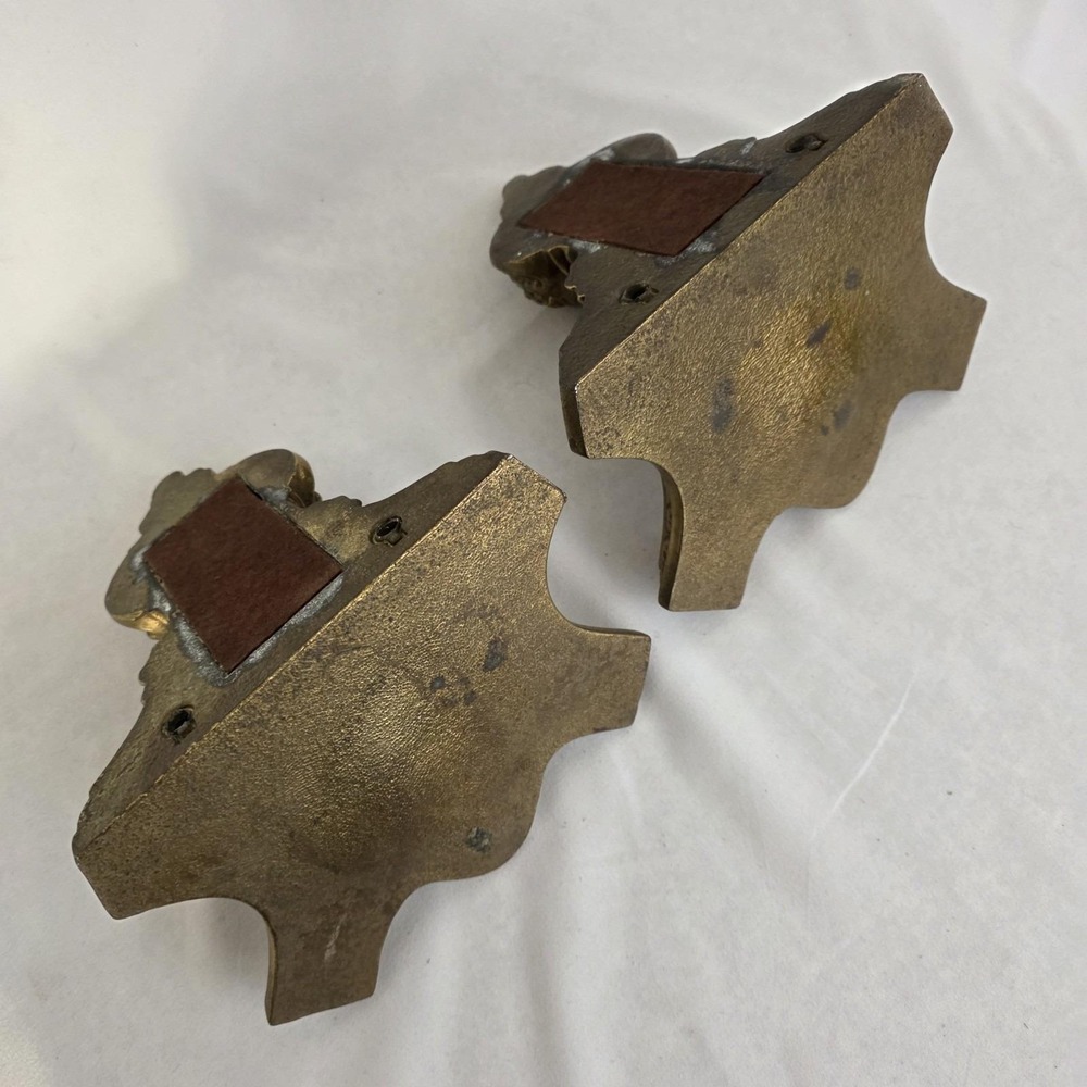 Pair of 2 Vintage Ornate Gilded Brass Wall Sconce Shelves MCM Hollywood Regency - Picture 6 of 14